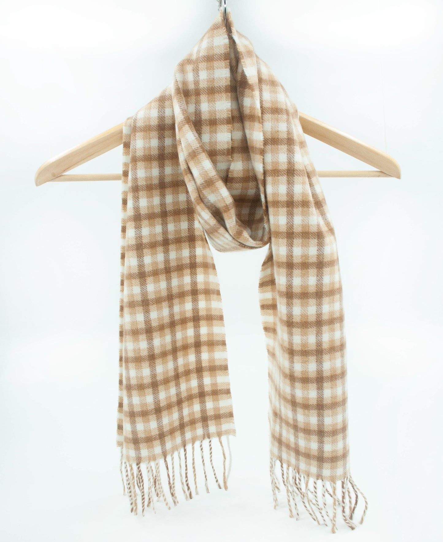 Cashmere Scarf in Gun Club Check Camel