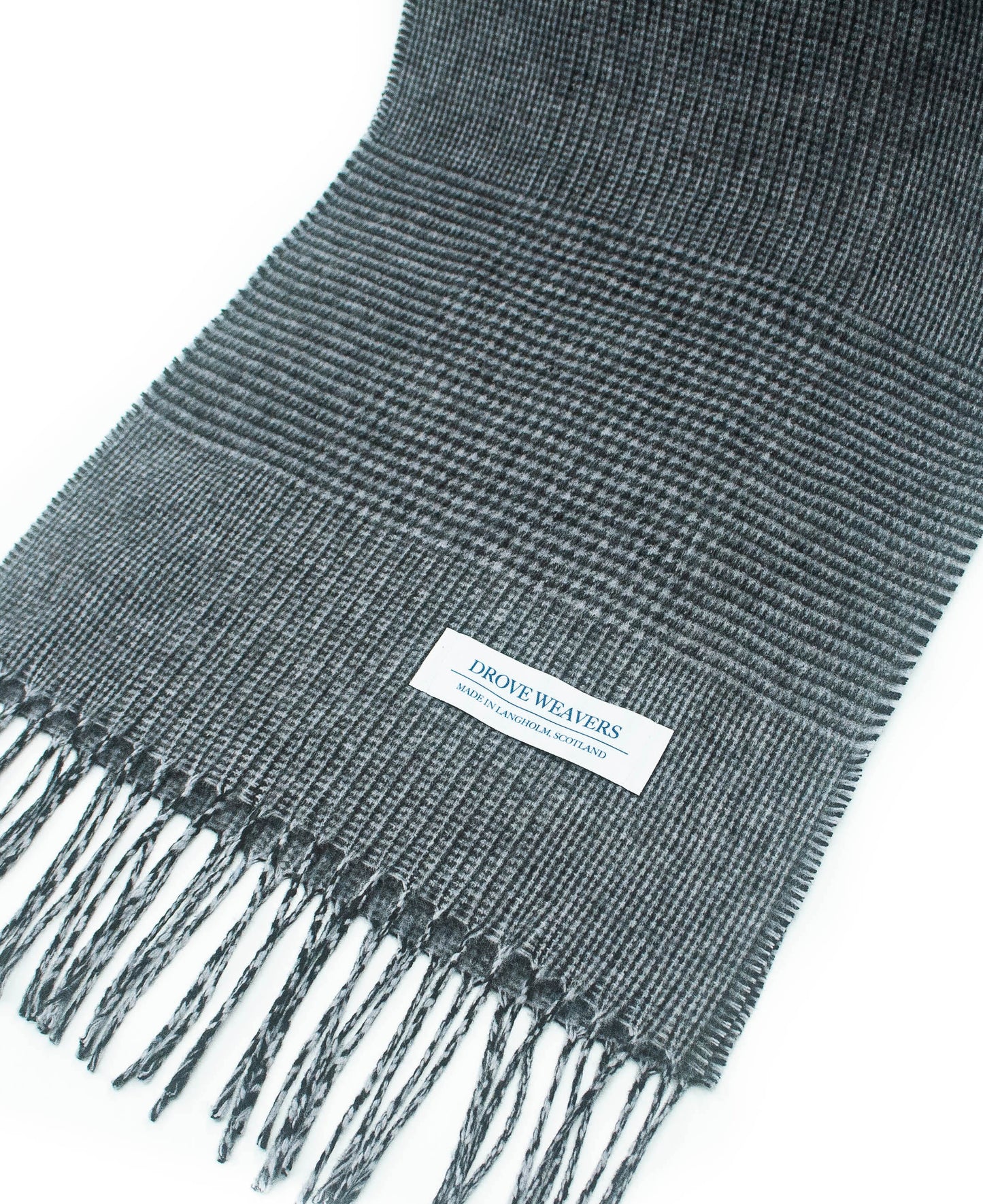 Large Glen Check Geelong Cashmere Scarf in Black