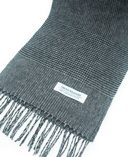 Large Glen Check Geelong Cashmere Scarf in Black