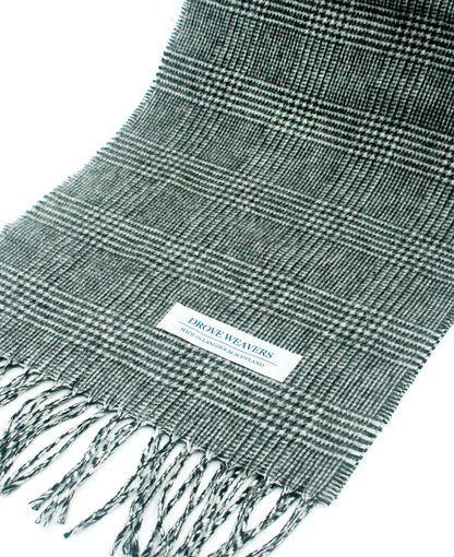 Small Glen Check Geelong Cashmere Scarf in Black