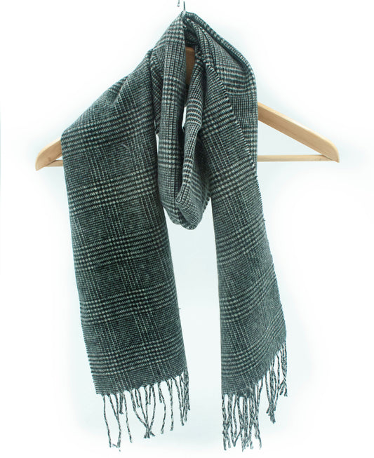 Small Glen Check Geelong Cashmere Scarf in Black