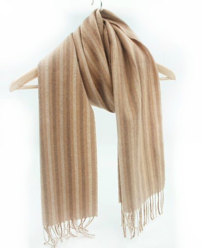 Cashmere Scarf in Camel Stripe