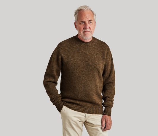 Classic Shetland Crew Neck Jumper in Bracken