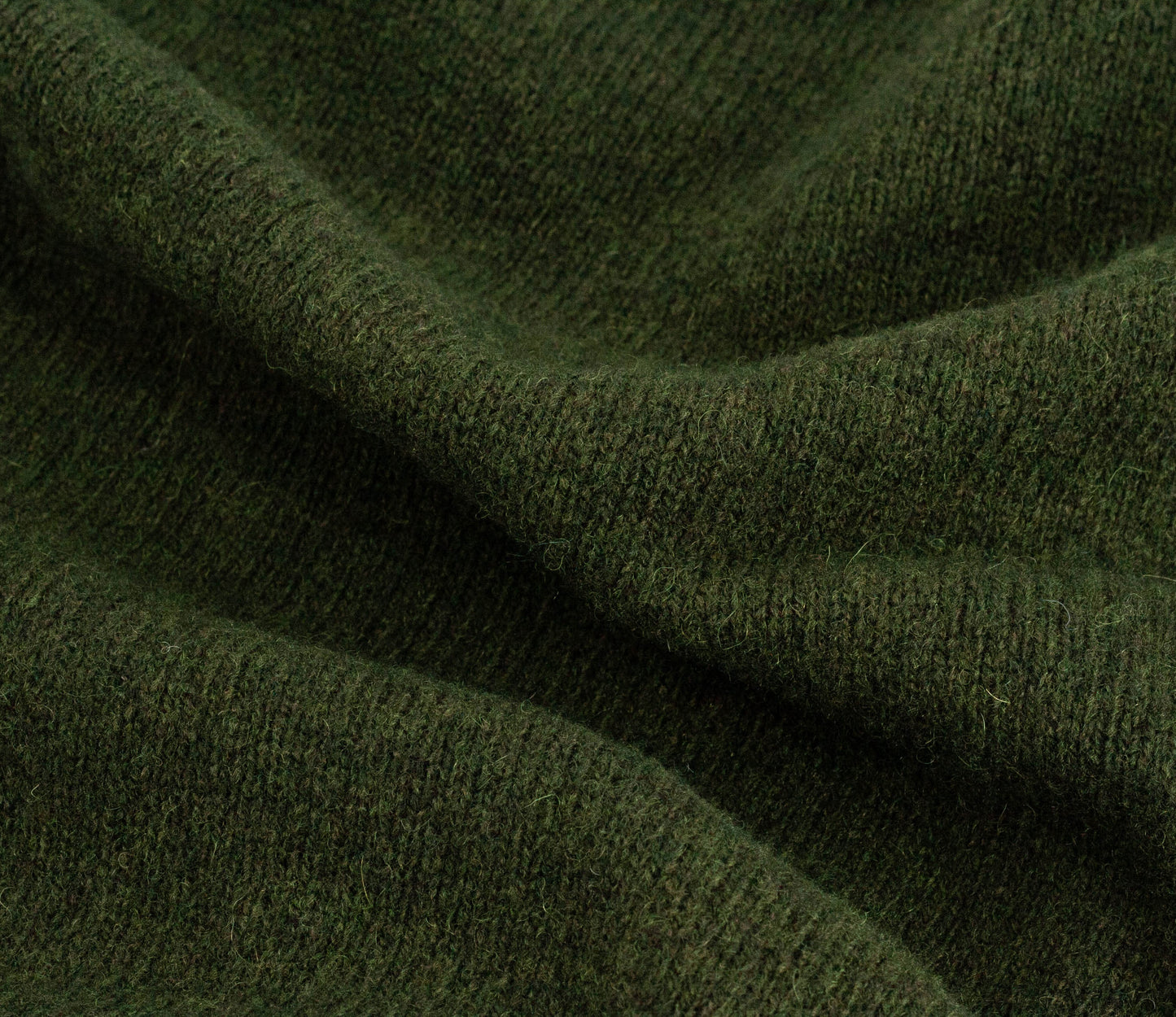 Classic Shetland Crew Neck Jumper in Dark Olive