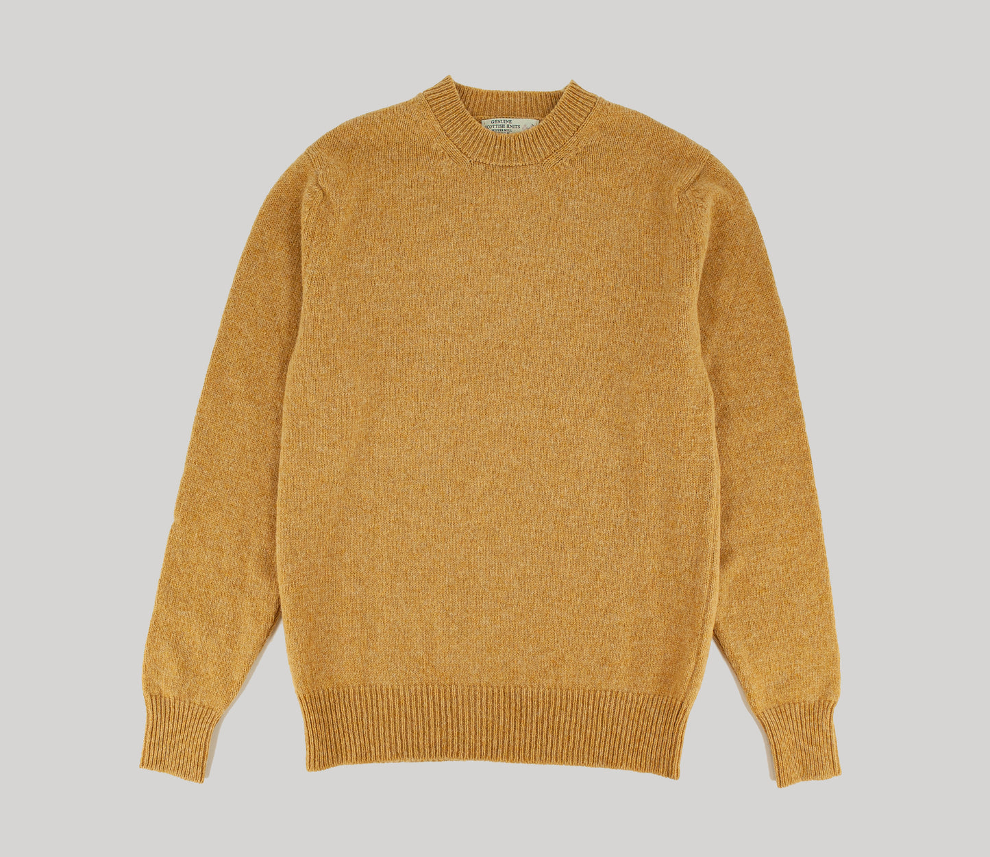 Classic Shetland Crew Neck Jumper in Mustard