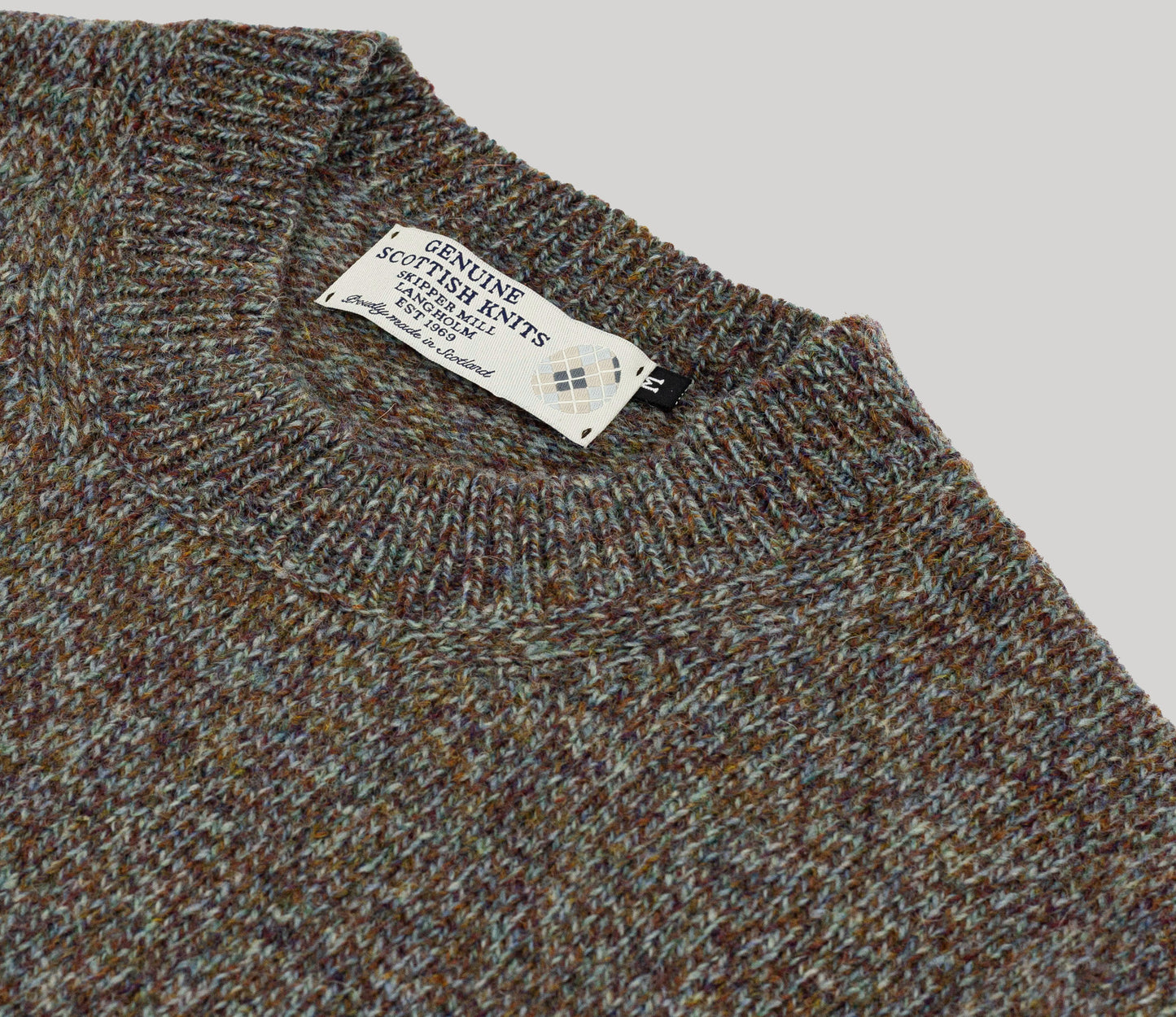 Classic Shetland Crew Neck Jumper in Peat Green