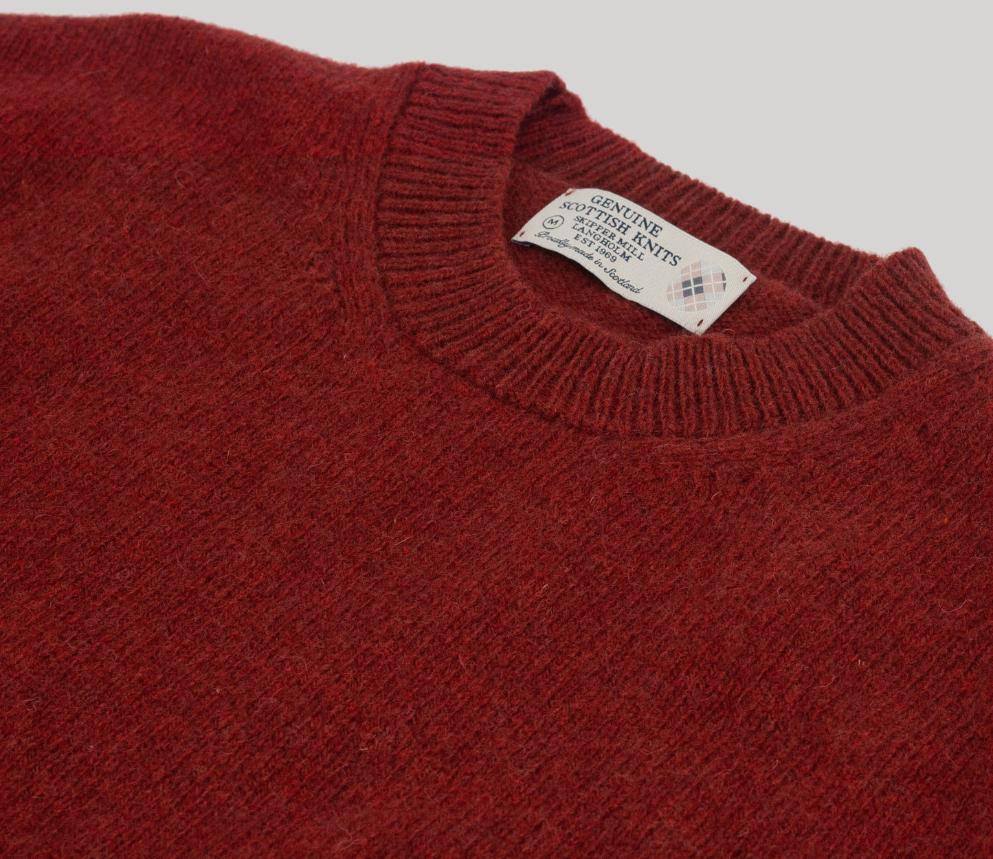 Classic Shetland Crew Neck Jumper in Jasper Red