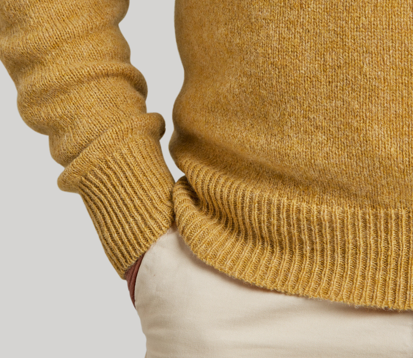 Classic Shetland Crew Neck Jumper in Mustard