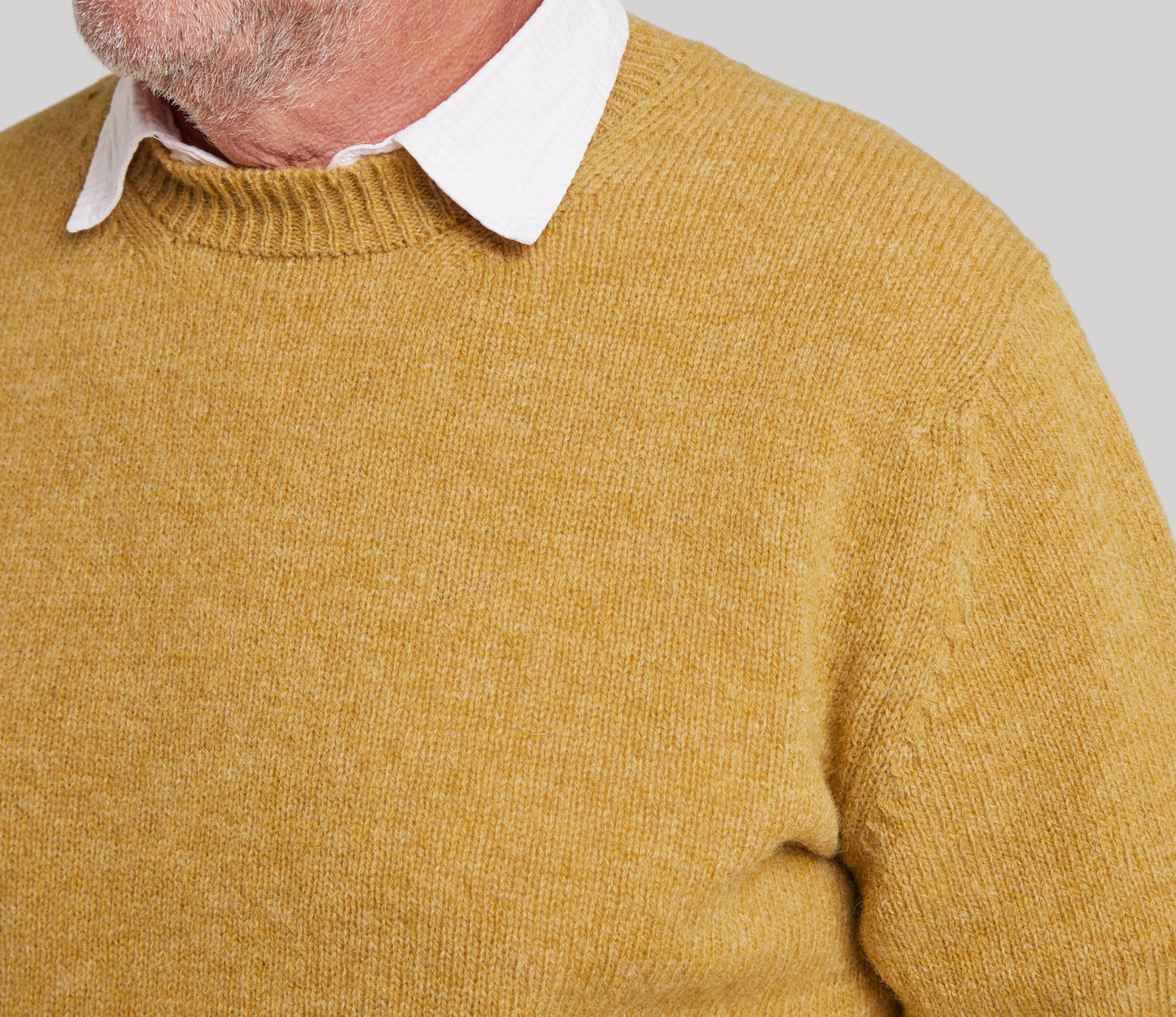 Classic Shetland Crew Neck Jumper in Mustard