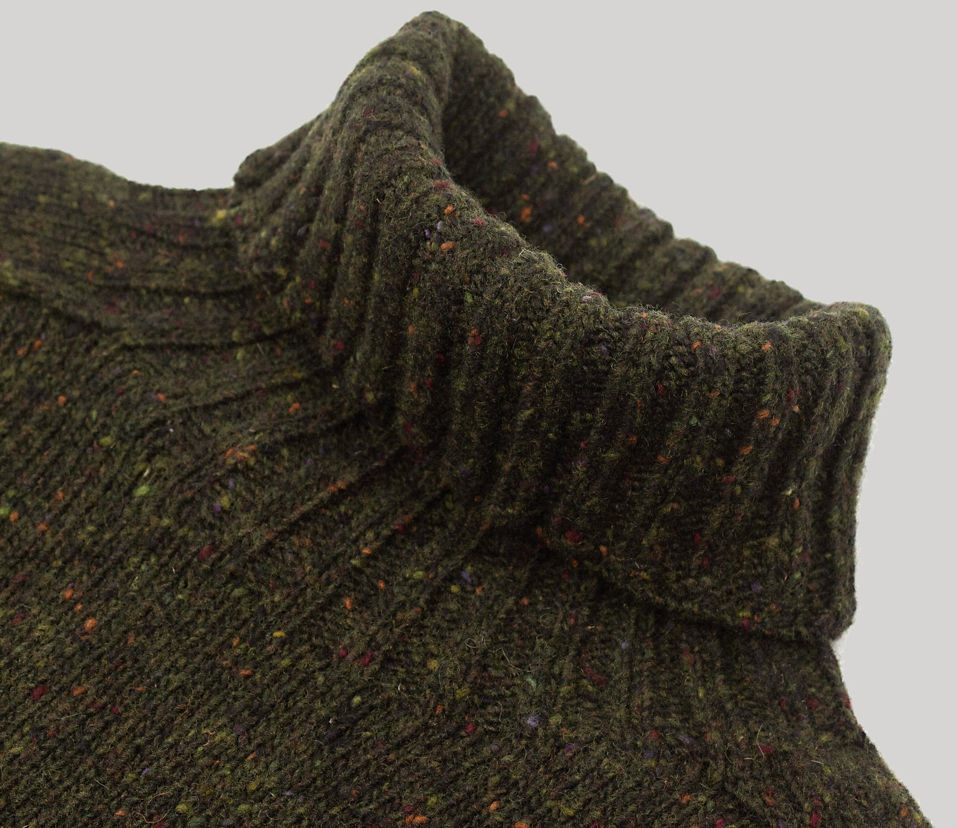 Merino Wool Donegal Roll Neck Jumper in Dark Natural Tweed – Genuine  Scottish Knits