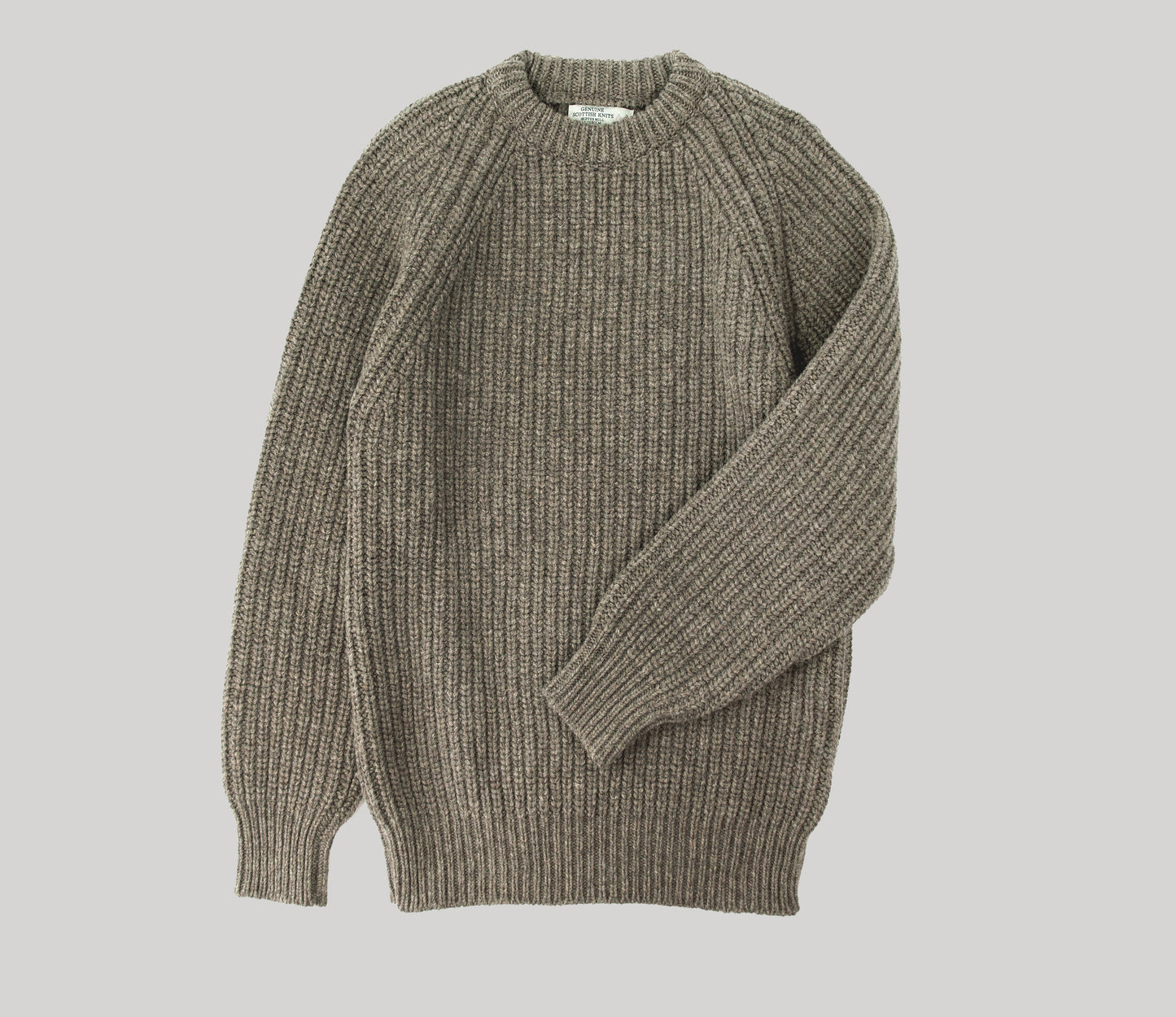 Chunky Wool Fisherman Crew Neck Jumper in Natural