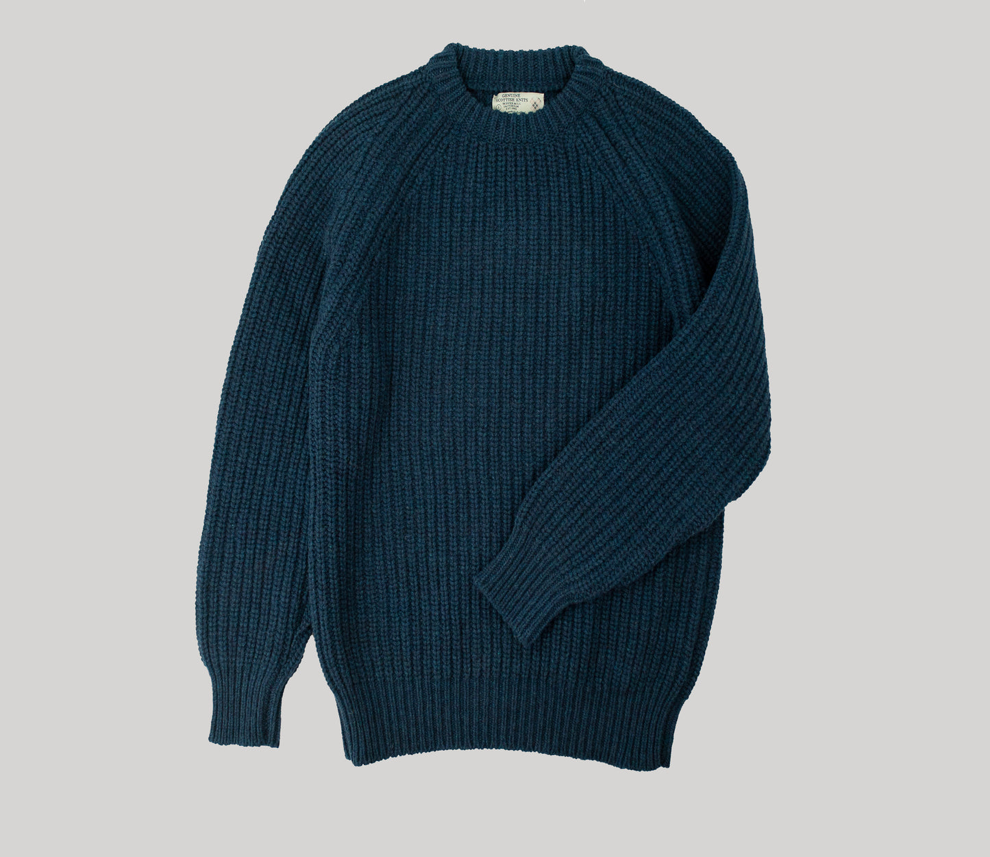 Chunky Wool Fisherman Crew Neck Jumper in Petrol