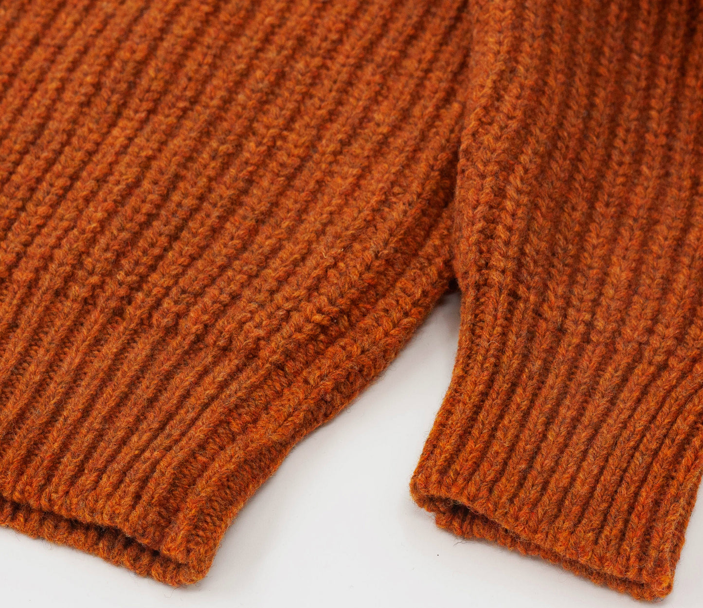 Chunky Wool Fisherman Crew Neck Jumper in Rust