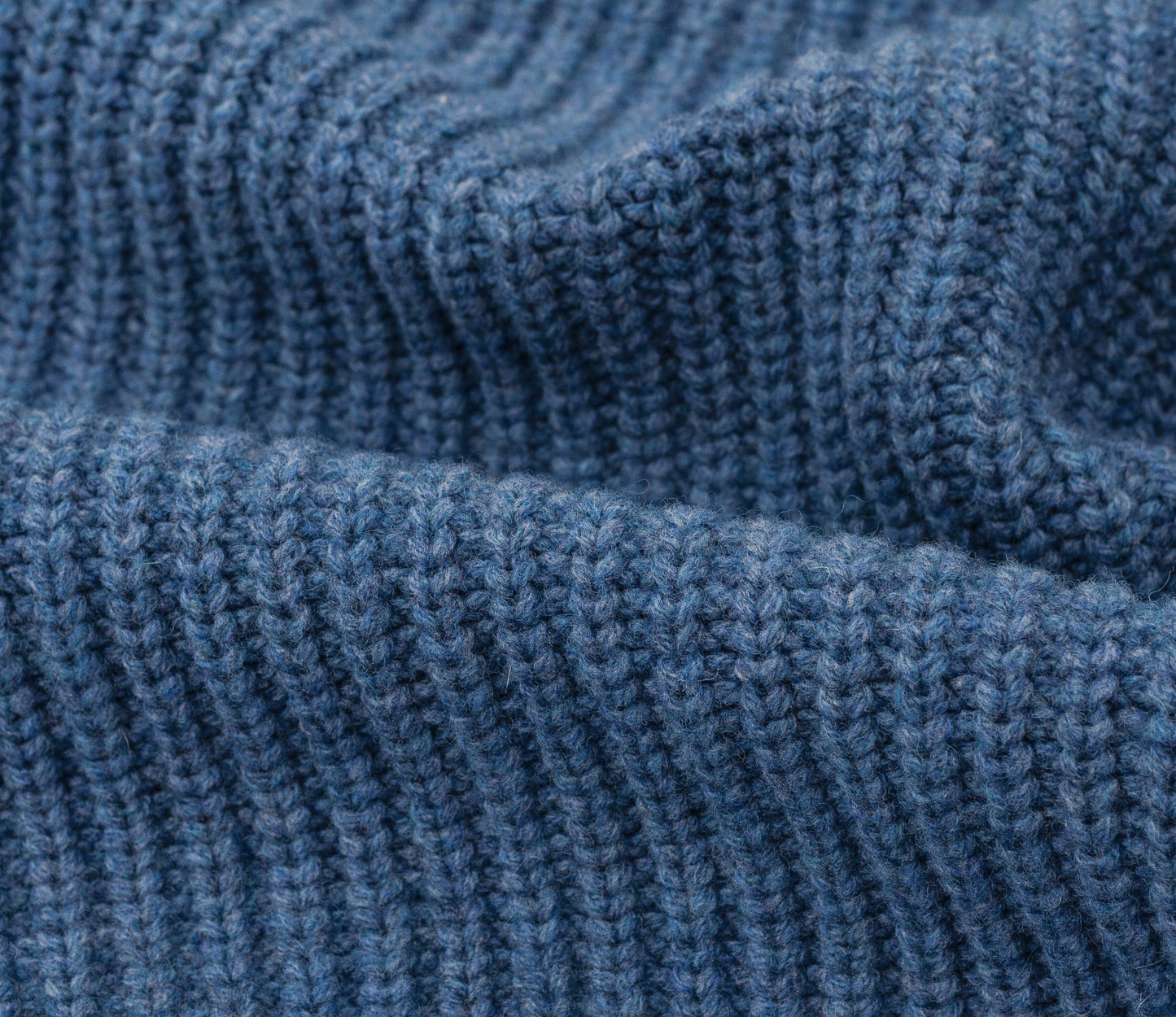 Chunky Wool Fisherman Crew Neck Jumper in Storm Blue