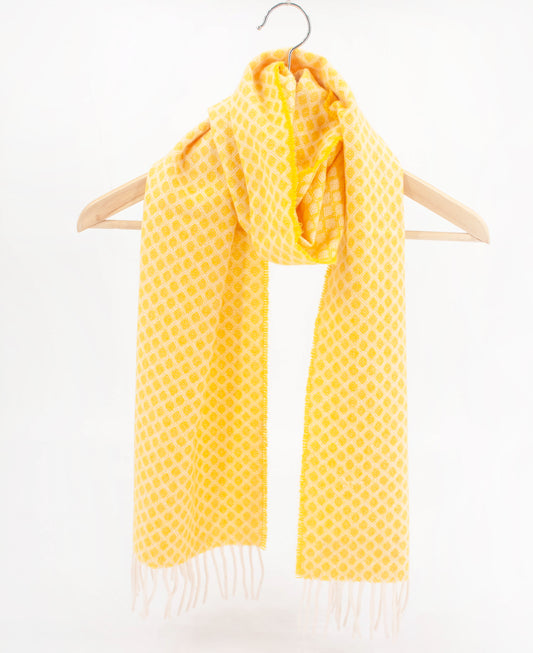 Diamond Cashmere Geelong Scarf in Lemon