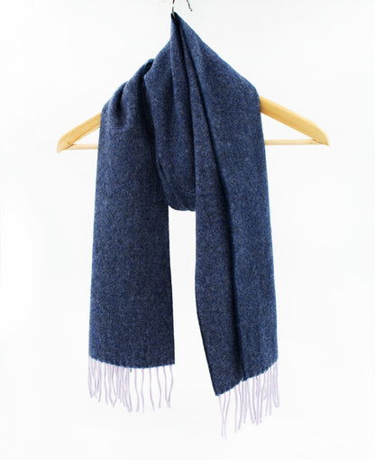 Cashmere Scarf in Herringbone Navy Lilac Weft