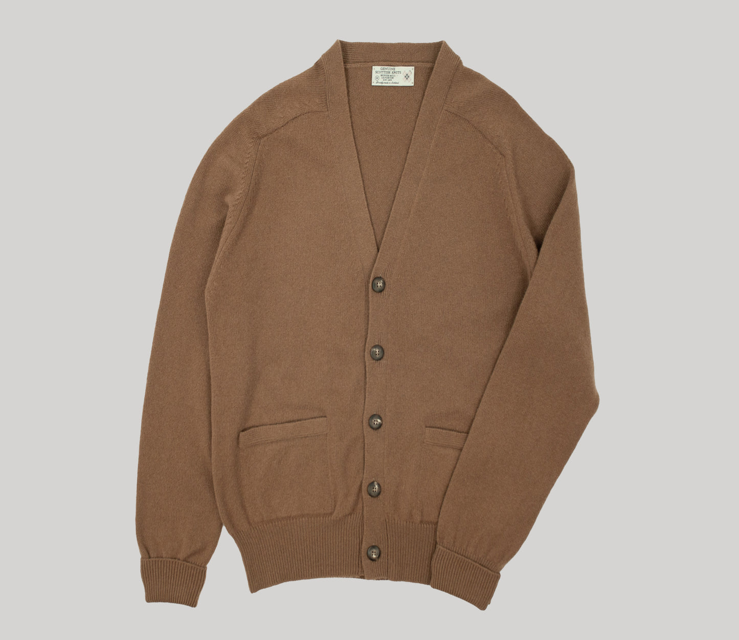 Lambswool Cardigan in Dark Camel