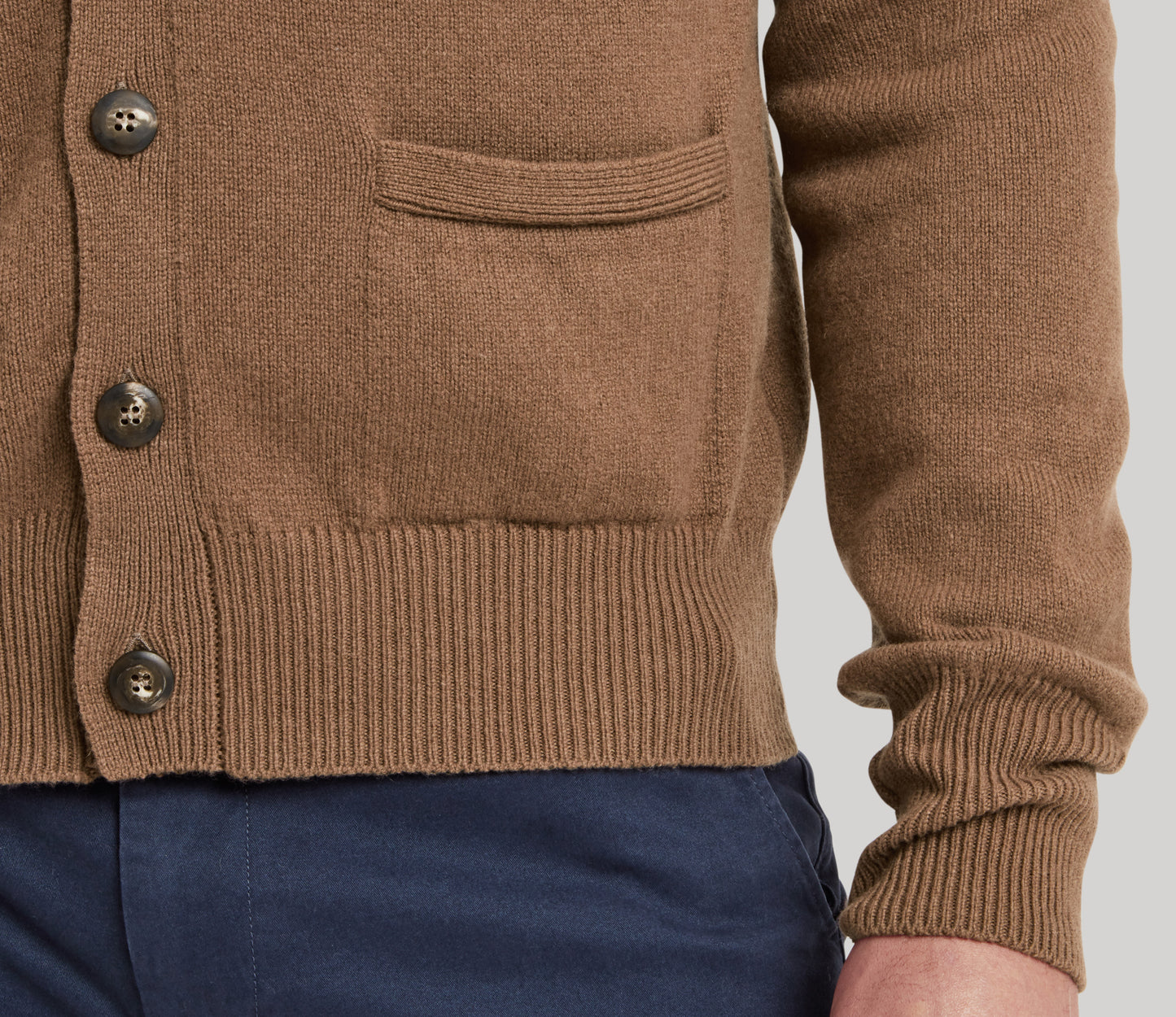 Lambswool Cardigan in Dark Camel