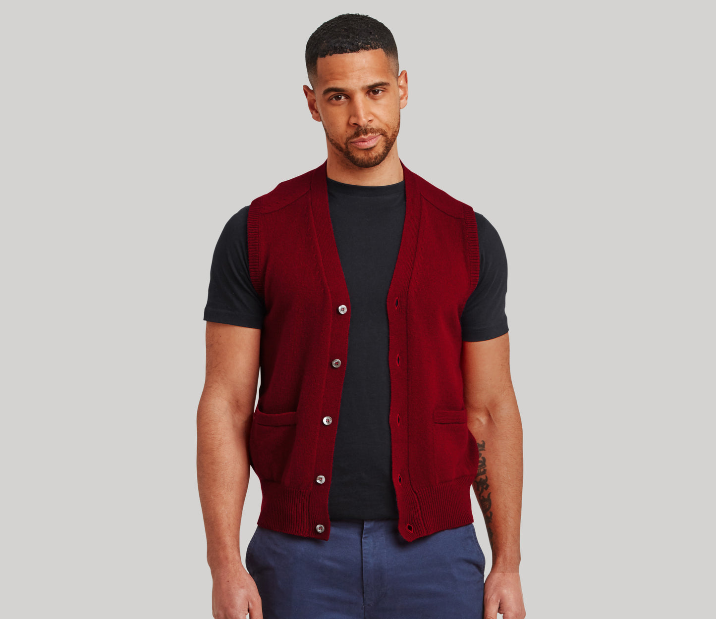 Lambswool Waistcoat in Burgundy