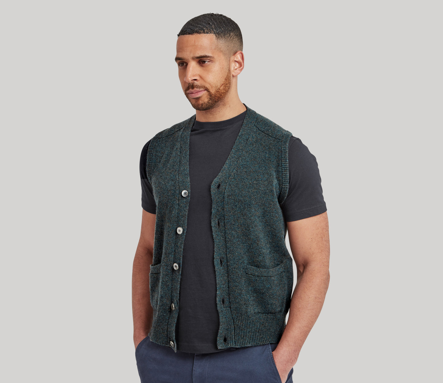 Lambswool Waistcoat in Dark Lovat