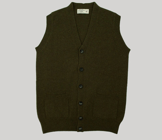 Lambswool Waistcoat in Dark Olive