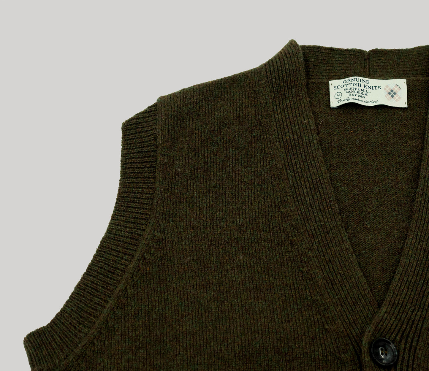 Lambswool Waistcoat in Dark Olive