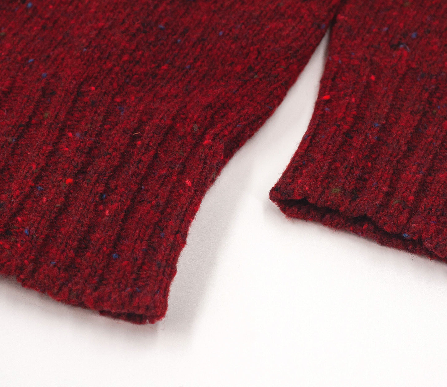 Merino Wool Donegal Roll Neck Jumper in Burgundy Tweed