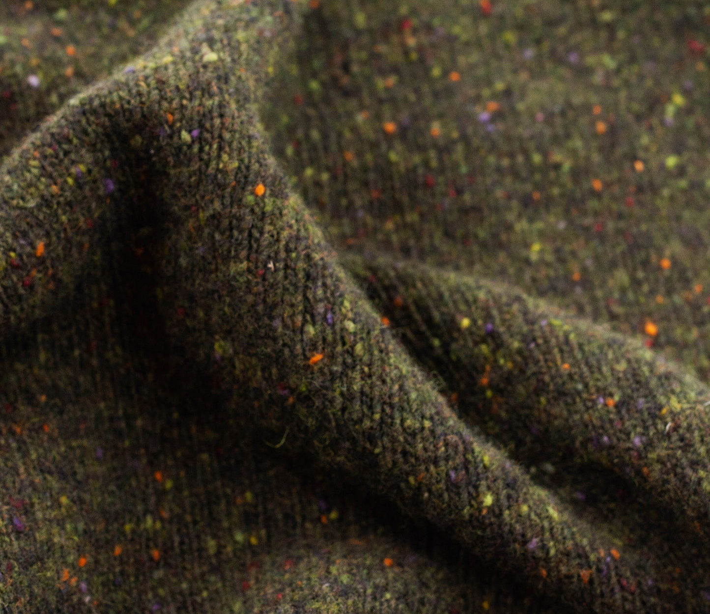 Merino Wool Donegal Roll Neck Jumper in Forest Tweed