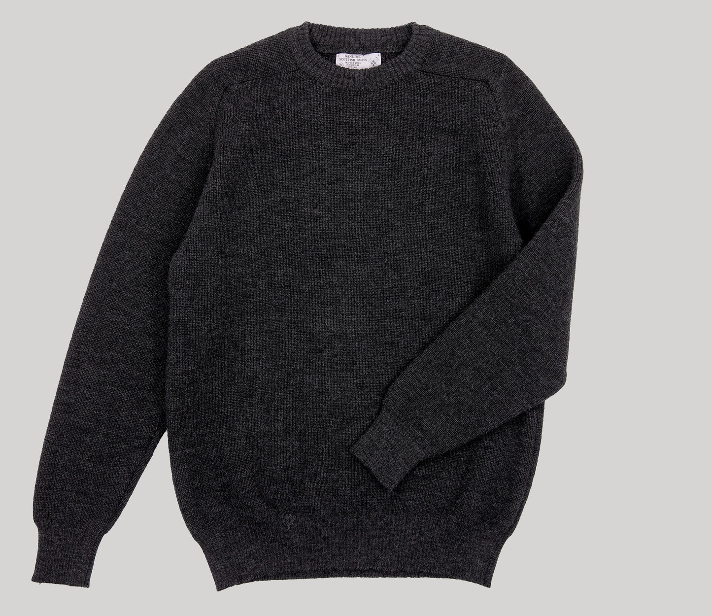 Merino Fine Rib Crew Neck in Derby Grey