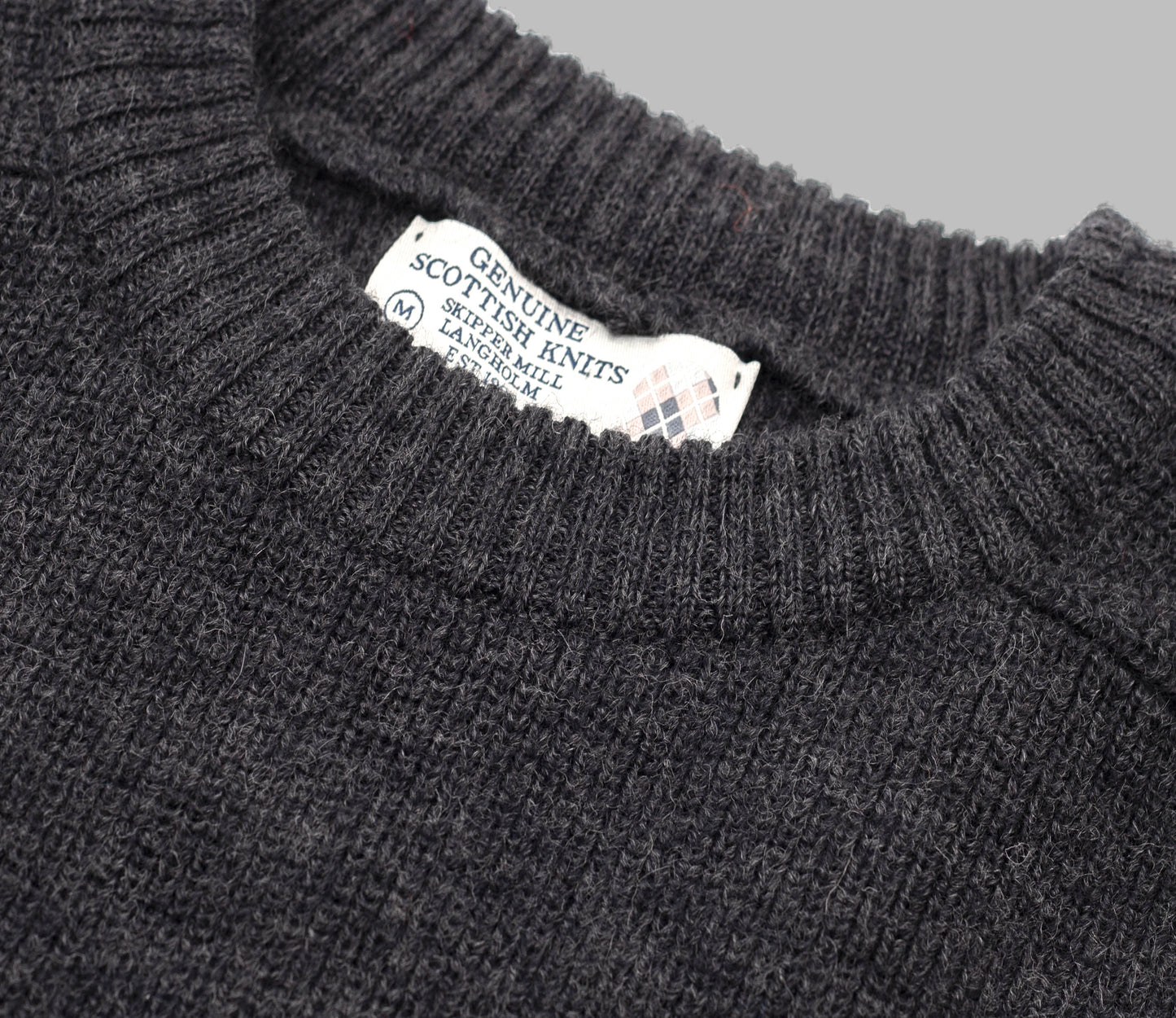 Merino Fine Rib Crew Neck in Derby Grey