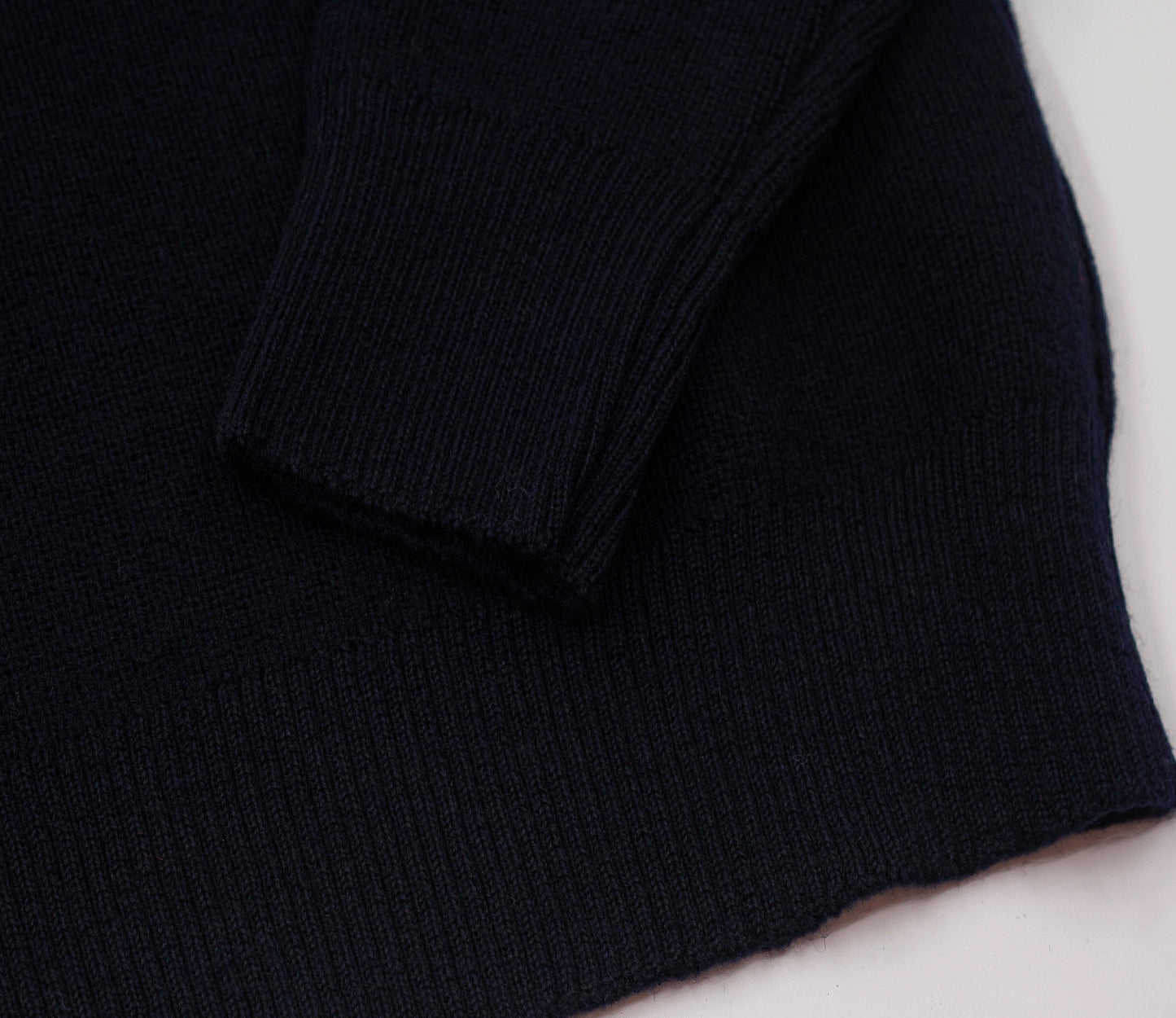 Merino Fine Rib Crew Neck in Dark Navy