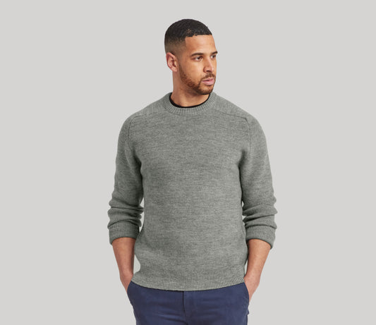 Merino Fine Rib Crew Neck in Flannel