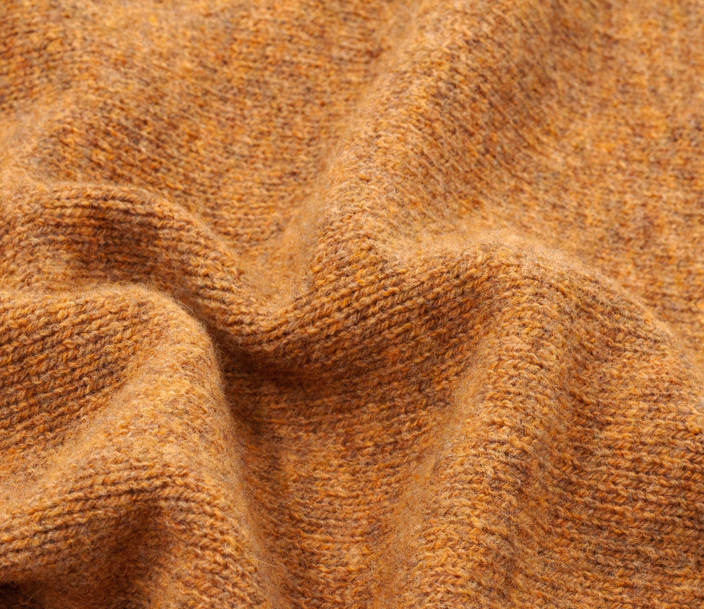 Modern Fit Shetland Crew Neck Jumper in Ochre