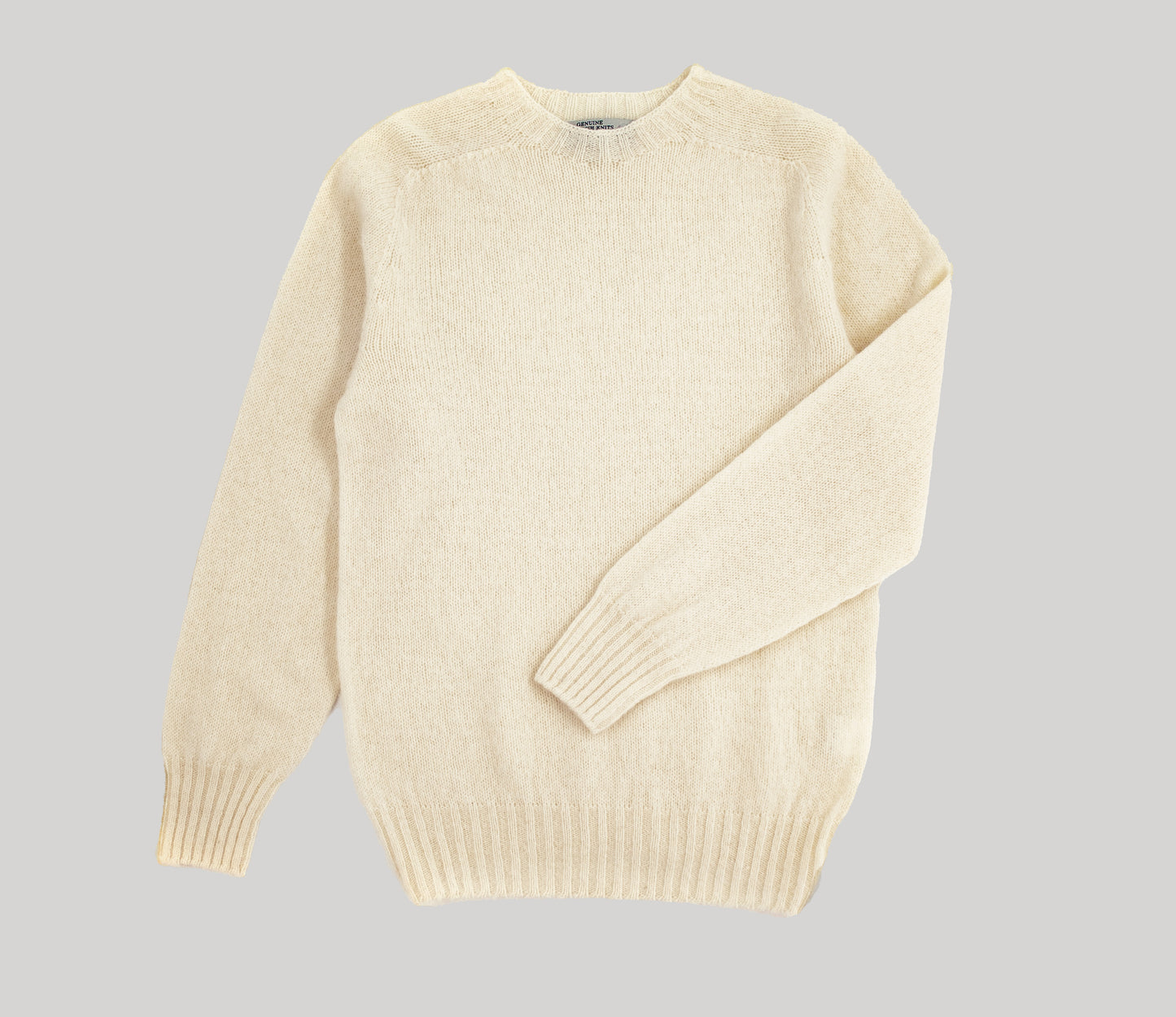 Vintage Shetland Crew Neck Jumper in Ecru