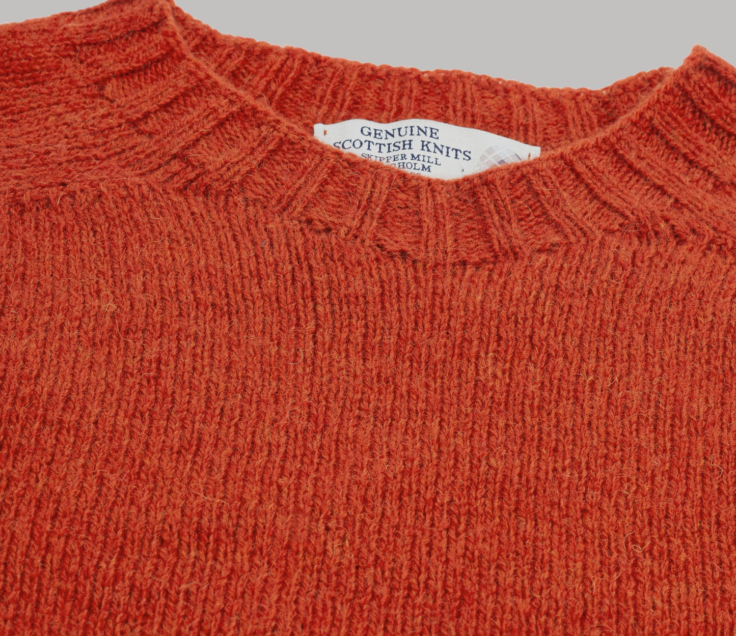 Vintage Shetland Crew Neck Jumper in Tomato