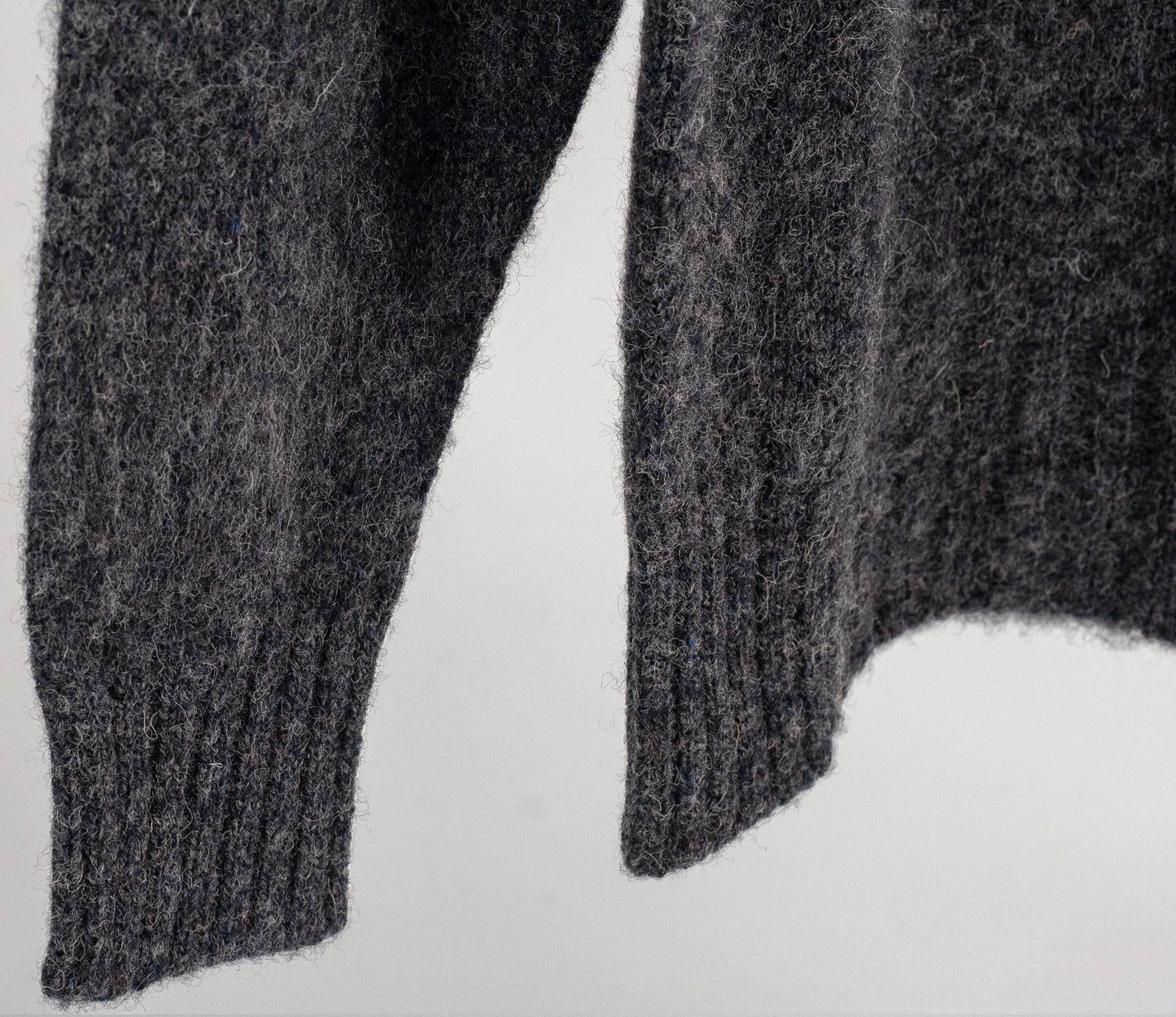 Saddle Shoulder Shetland Crew Neck Jumper in Charcoal