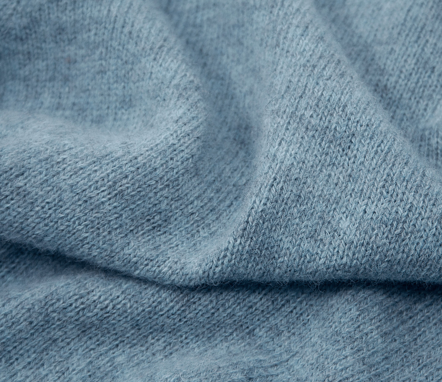 Saddle Shoulder Shetland Crew Neck Jumper in Light Denim