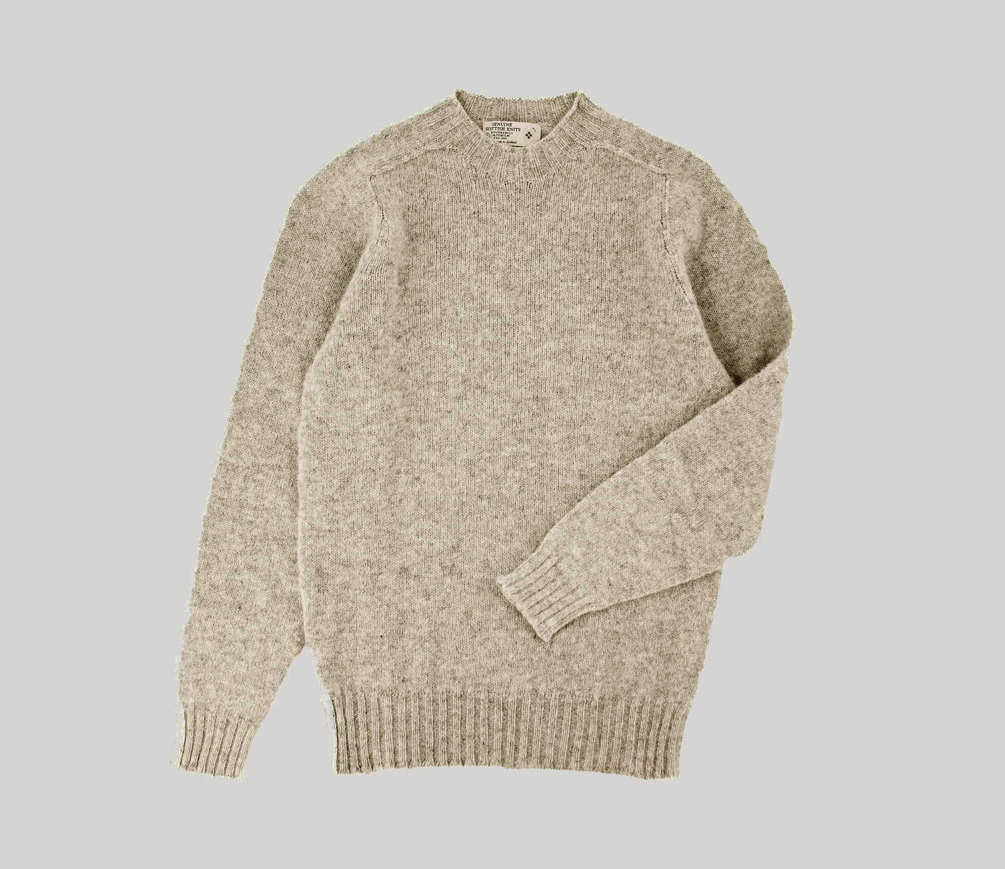 Saddle Shoulder Shetland Crew Neck Jumper in Smoke