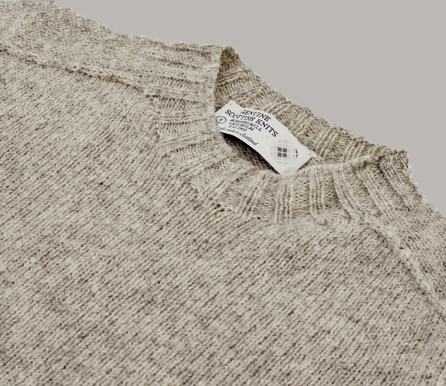 Saddle Shoulder Shetland Crew Neck Jumper in Smoke