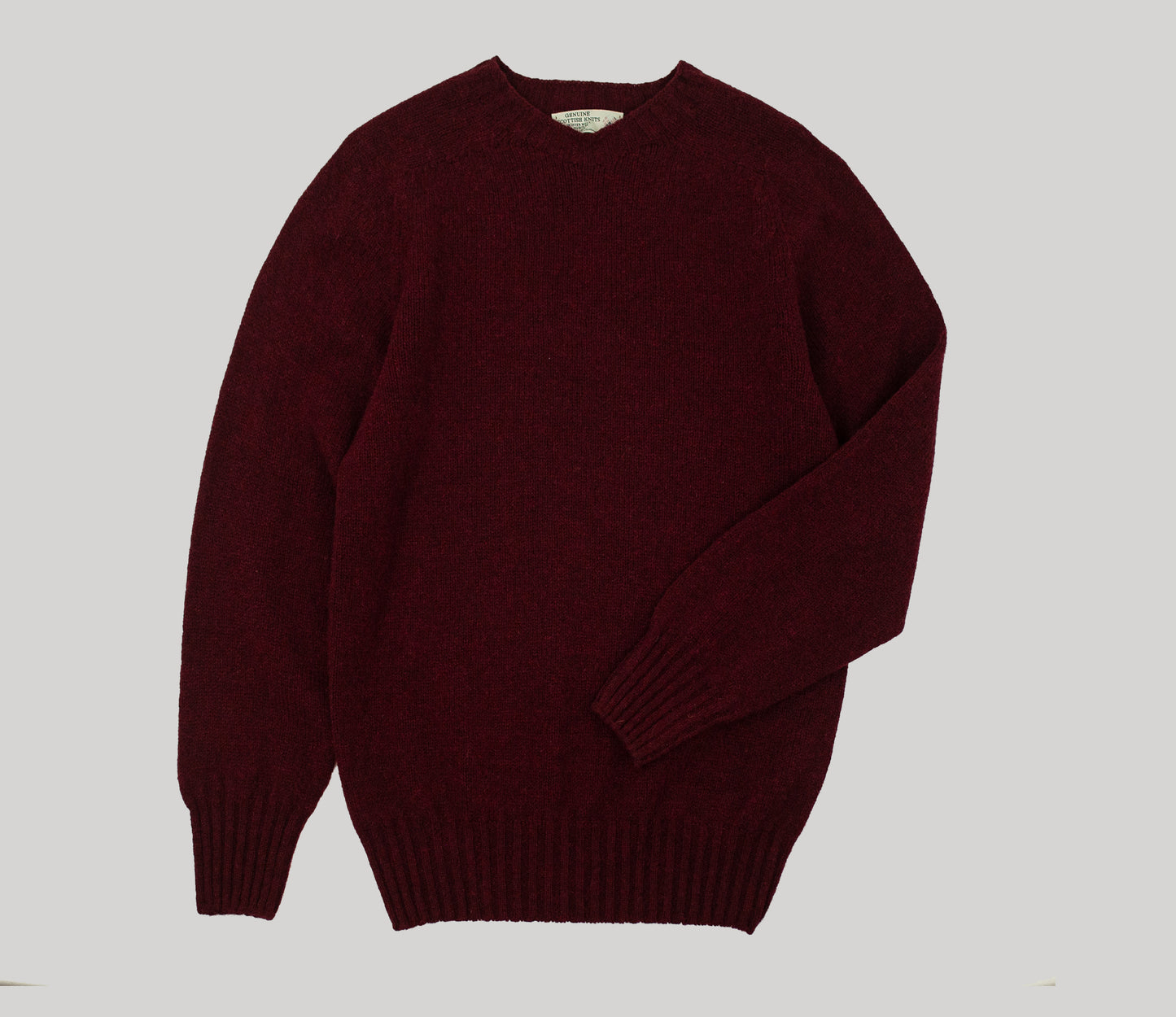 Vintage Shetland Crew Neck Jumper in Dark Burgundy