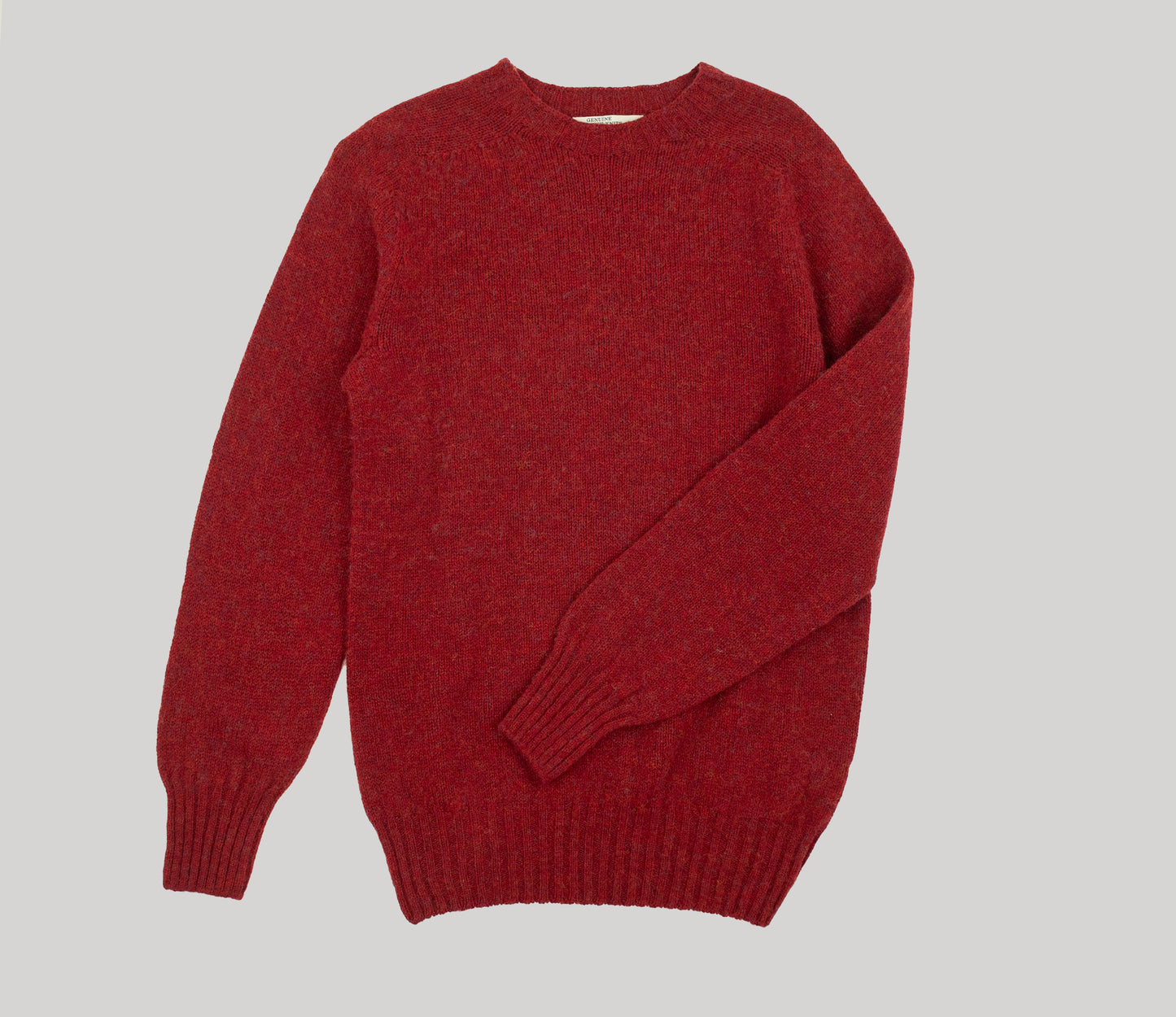 Vintage Shetland Crew Neck Jumper in Jasper Red