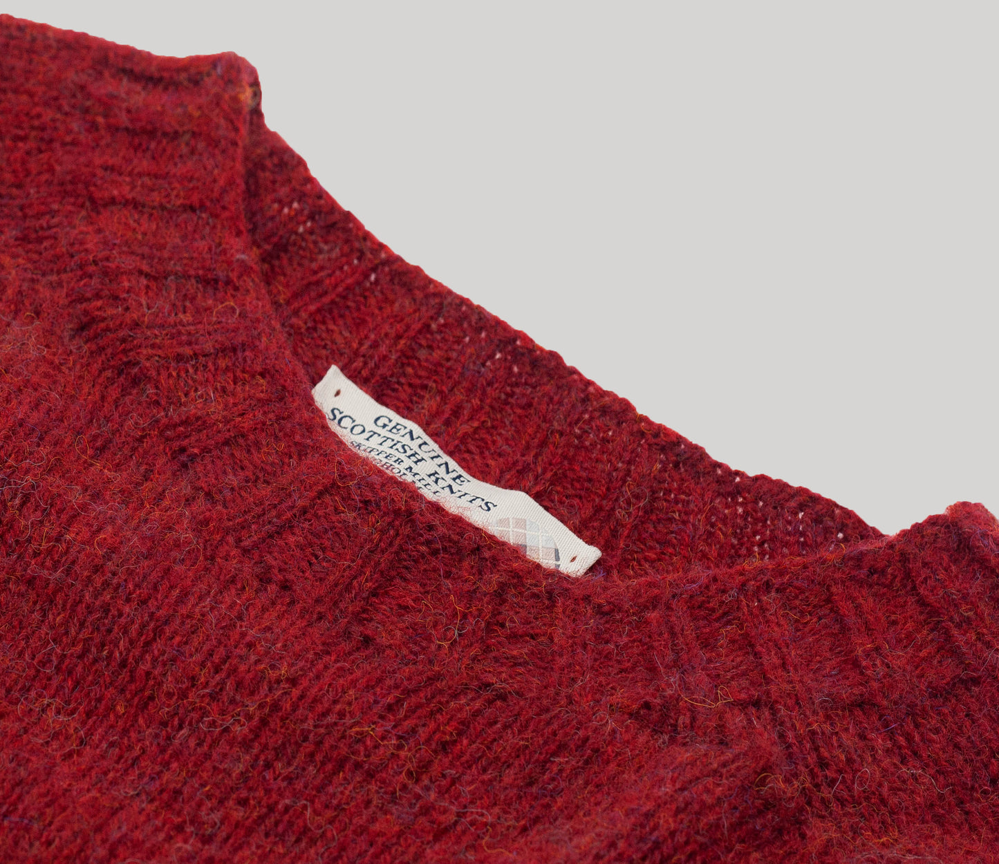 Vintage Shetland Crew Neck Jumper in Jasper Red