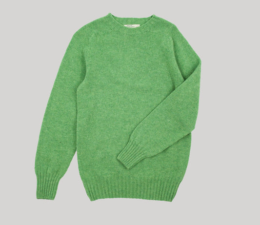 Vintage Shetland Crew Neck Jumper in Lichen