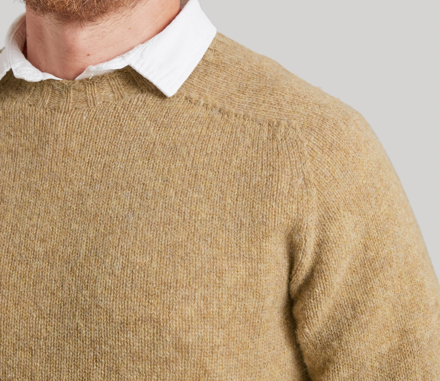 Vintage Shetland Crew Neck Jumper in Oatmeal