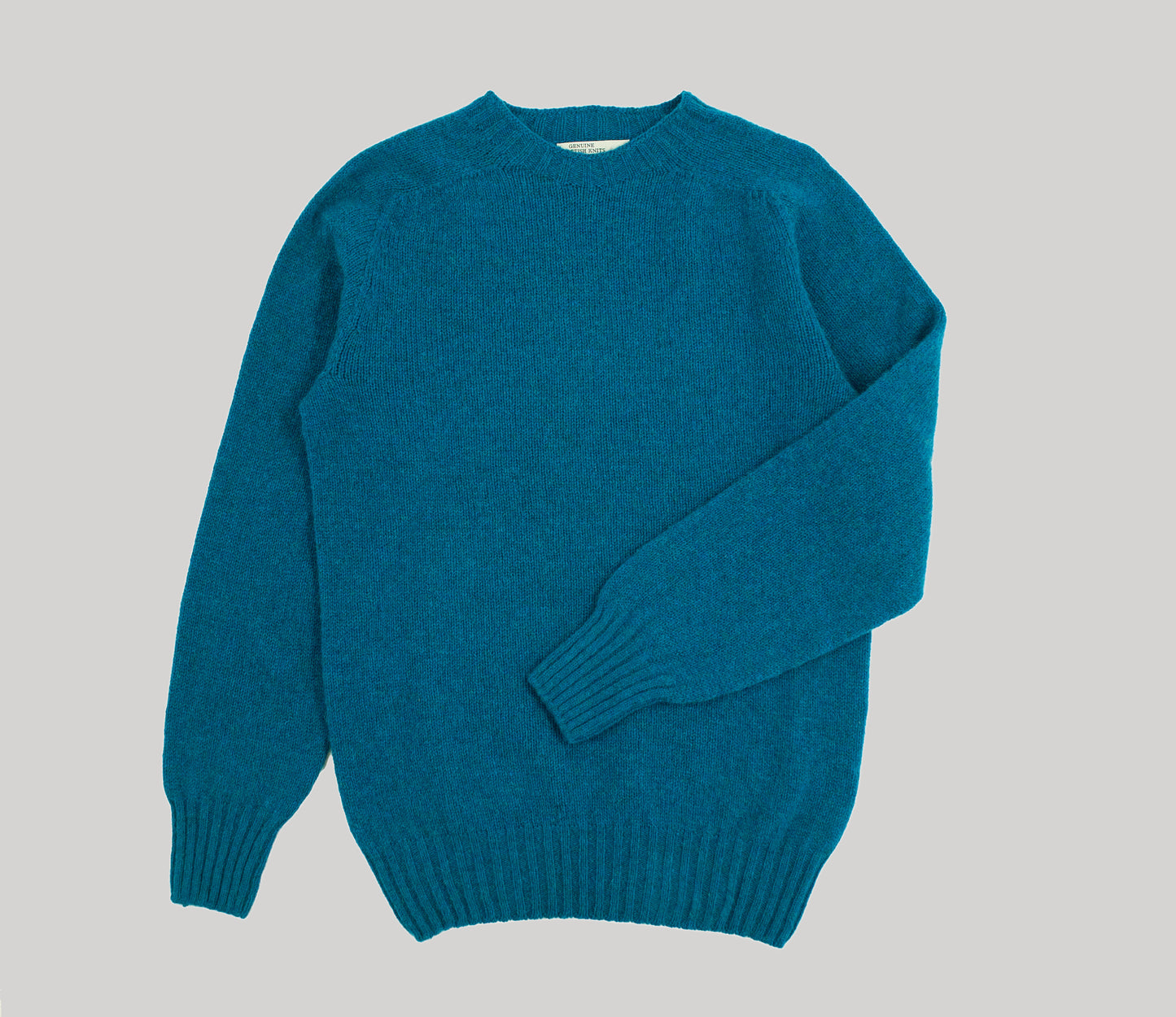 Vintage Shetland Crew Neck Jumper in Sea Blue