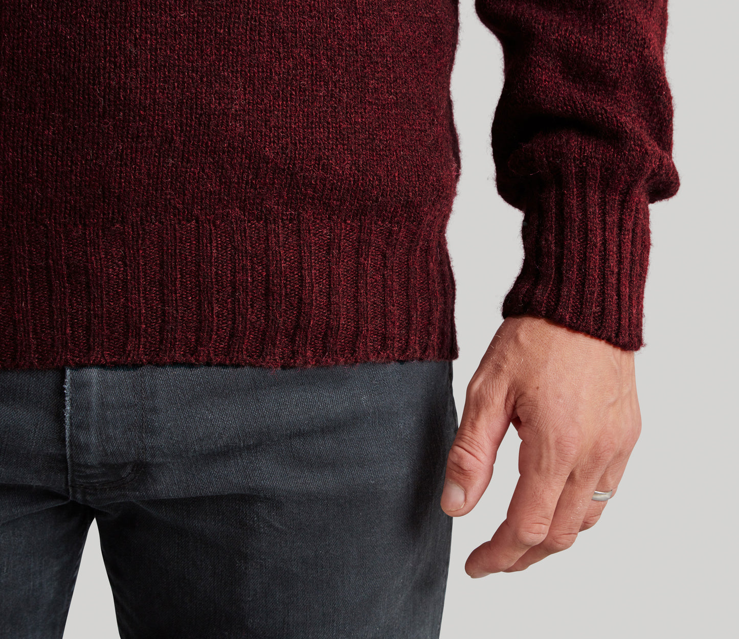 Vintage Shetland Crew Neck Jumper in Dark Burgundy