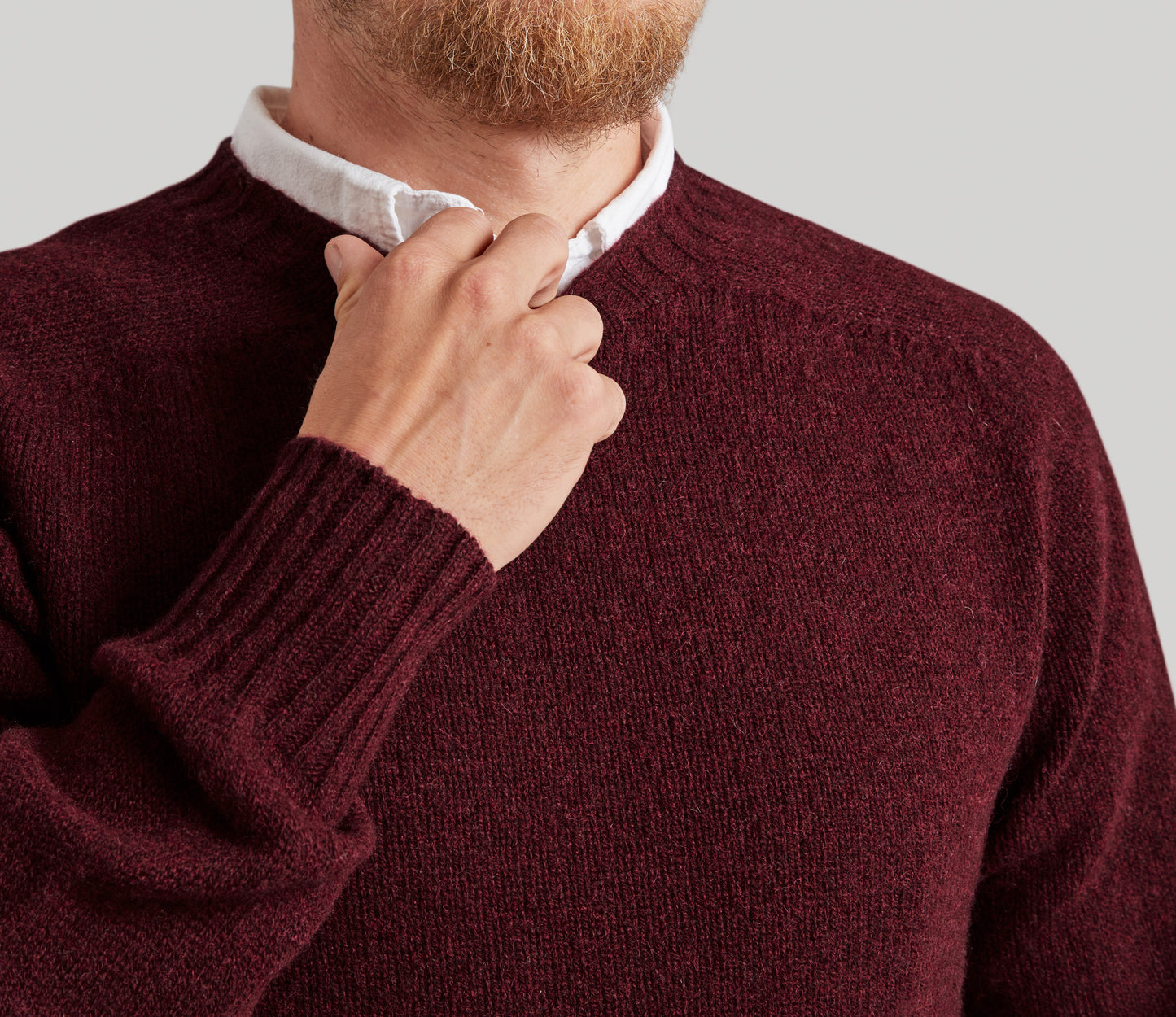 Vintage Shetland Crew Neck Jumper in Dark Burgundy