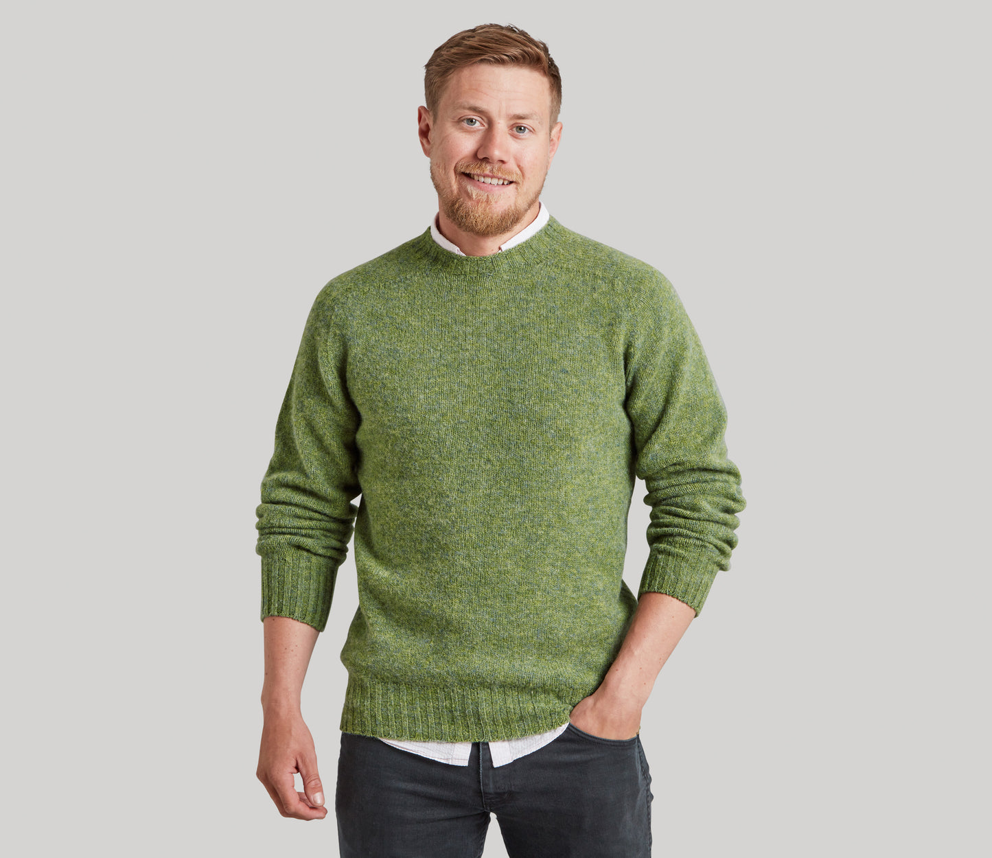 Vintage Shetland Crew Neck Jumper in Fern