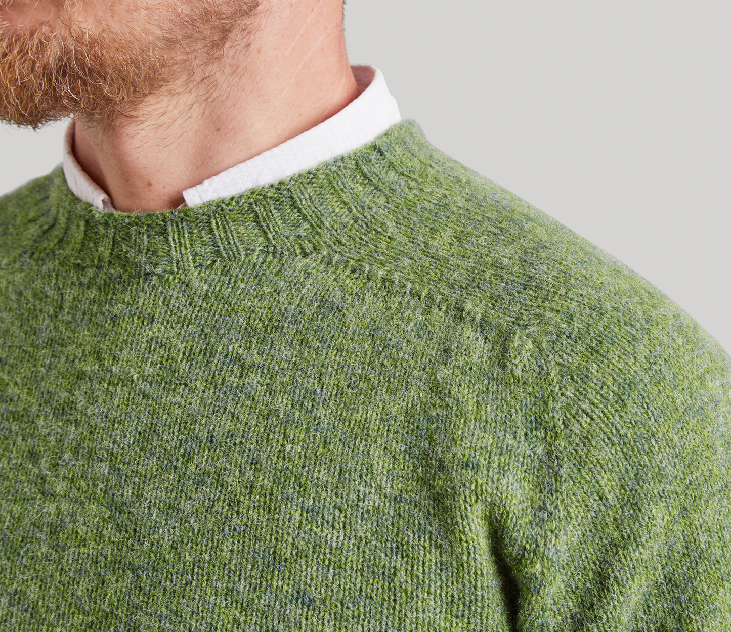 Vintage Shetland Crew Neck Jumper in Fern