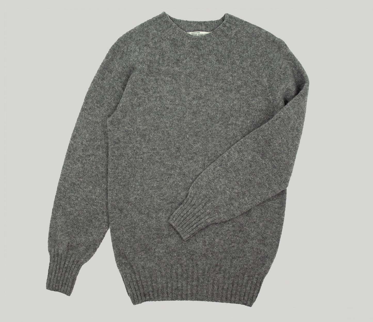 Vintage Shetland Crew Neck Jumper in Flannel